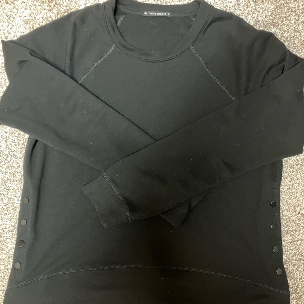 Women’s Black Sweatshirt with side buttons - Medium